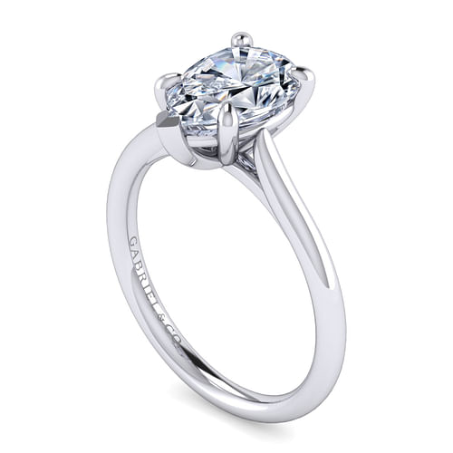 14K White Gold Pear Shape Solitaire Diamond Engagement Ring