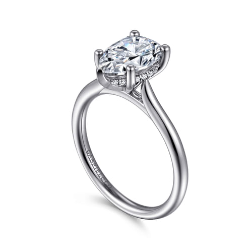 14K White Gold Pear Shape Solitaire Diamond Engagement Ring
