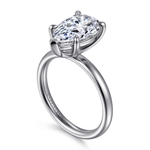 14K White Gold Pear Shape Solitaire Diamond Engagement Ring