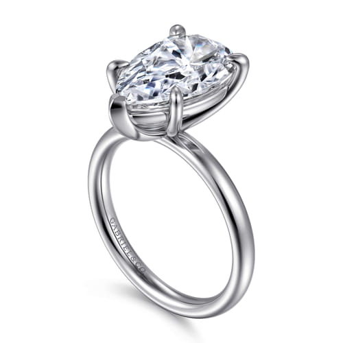 14K White Gold Pear Shape Solitaire Diamond Engagement Ring