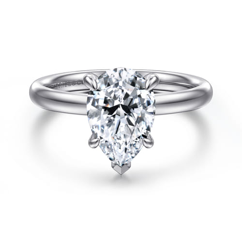 14K White Gold Pear Shape Solitaire Diamond Engagement Ring 14K White Gold Pear Shape Solitaire Diamond Engagement Ring