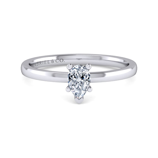 Gabriel - 14K White Gold Pear Shape Solitaire Engagement Ring