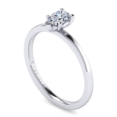 14K White Gold Pear Shape Solitaire Engagement Ring