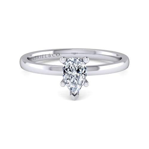 14K White Gold Pear Shape Solitaire Engagement Ring