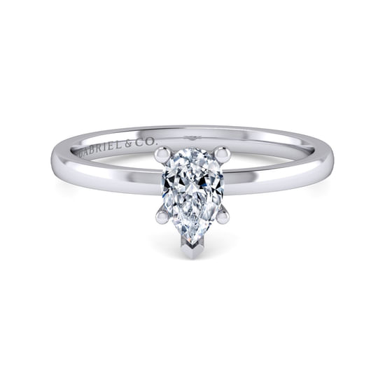Gabriel - 14K White Gold Pear Shape Solitaire Engagement Ring
