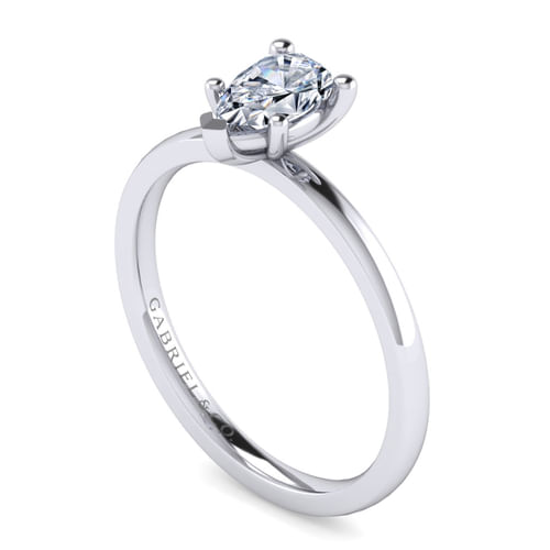 14K White Gold Pear Shape Solitaire Engagement Ring