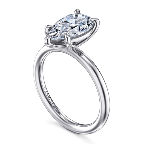 14K White Gold Pear Shape Solitaire Engagement Ring