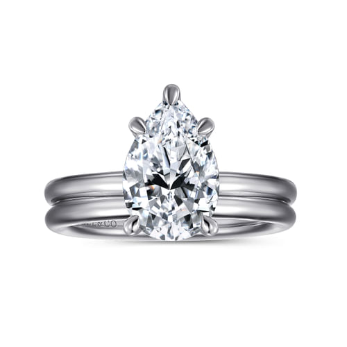 14K White Gold Pear Shape Solitaire Engagement Ring
