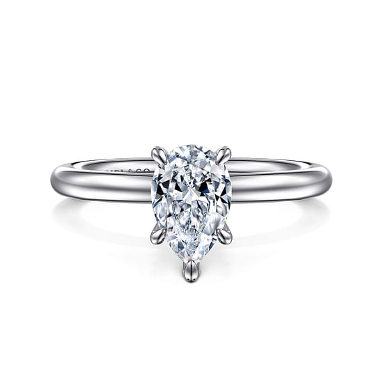 Gabriel - 14K White Gold Pear Shape Solitaire Engagement Ring