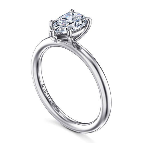 14K White Gold Pear Shape Solitaire Engagement Ring