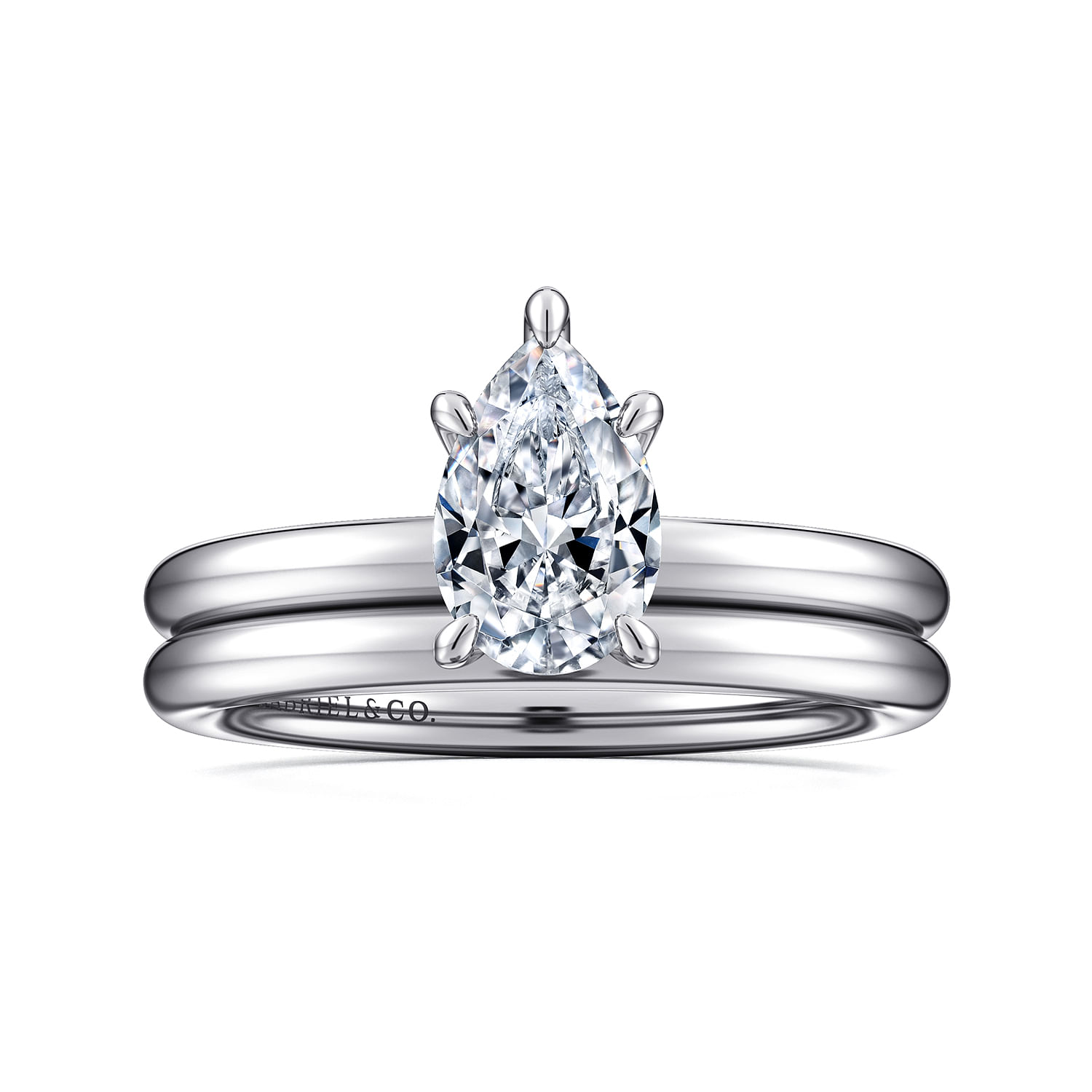 14K White Gold Pear Shape Solitaire Engagement Ring