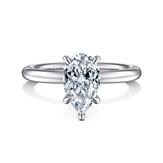 Gabriel - 14K White Gold Pear Shape Solitaire Engagement Ring