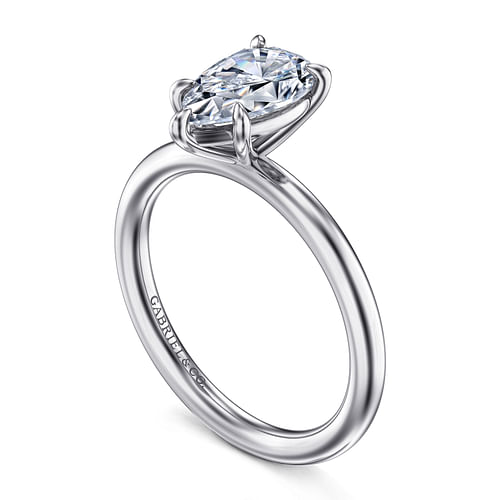 14K White Gold Pear Shape Solitaire Engagement Ring