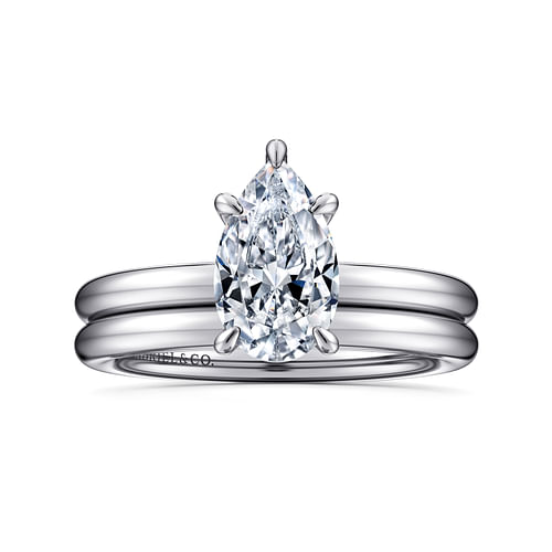 14K White Gold Pear Shape Solitaire Engagement Ring