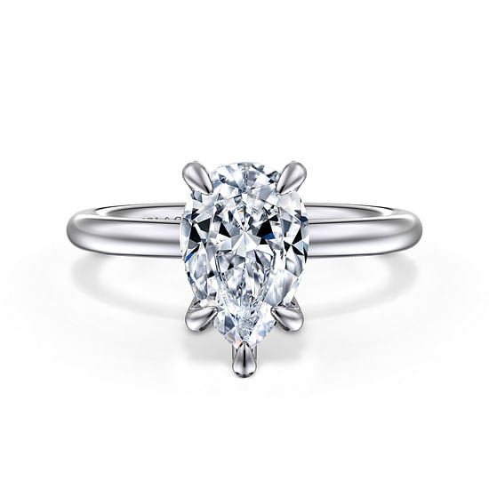Gabriel - 14K White Gold Pear Shape Solitaire Engagement Ring