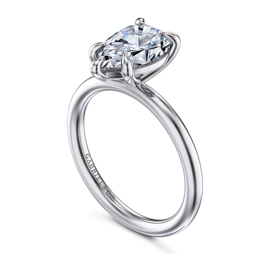 14K White Gold Pear Shape Solitaire Engagement Ring