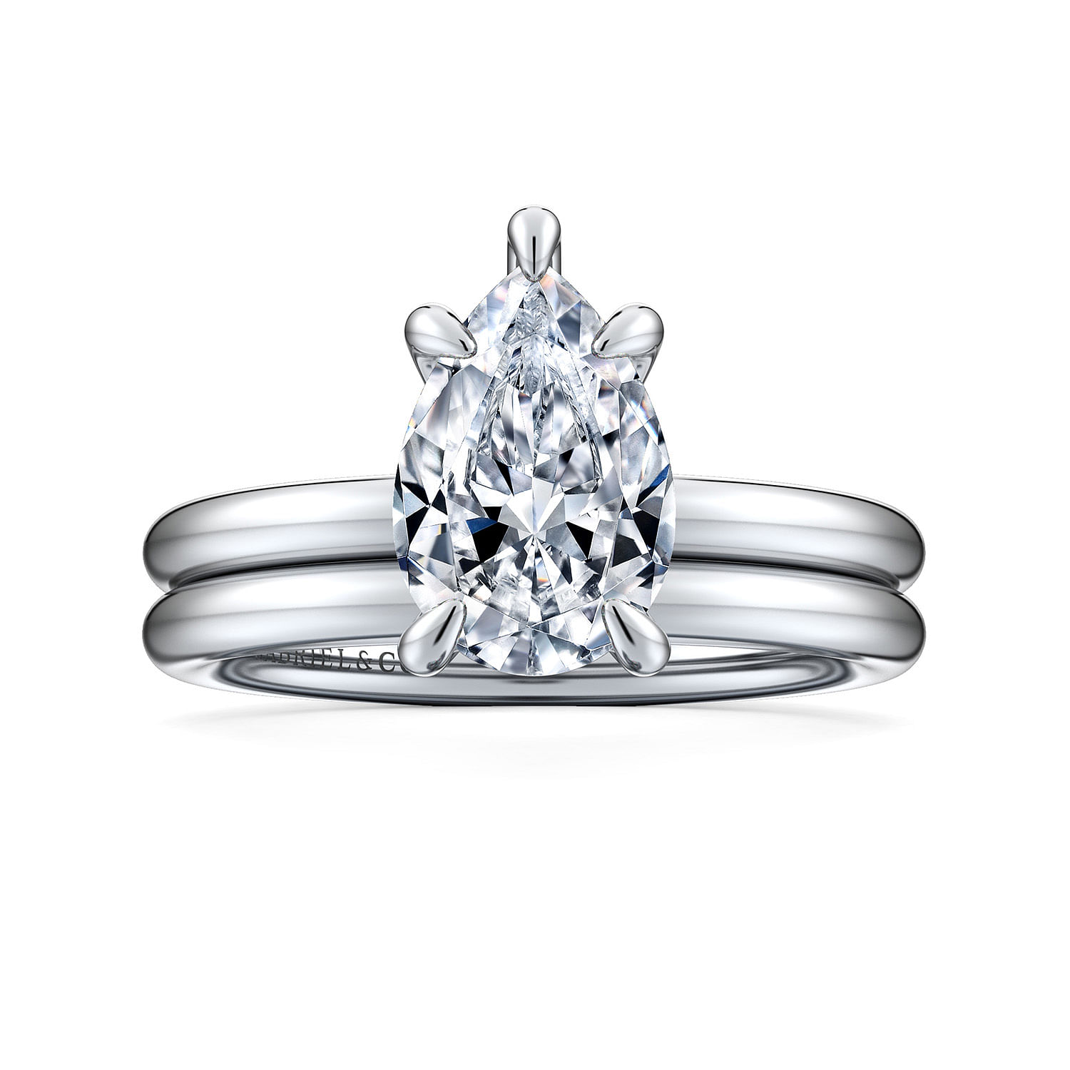 14K White Gold Pear Shape Solitaire Engagement Ring