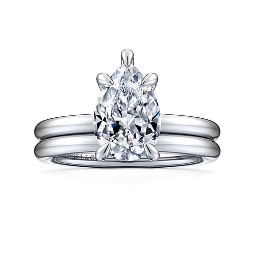 14K White Gold Pear Shape Solitaire Engagement Ring