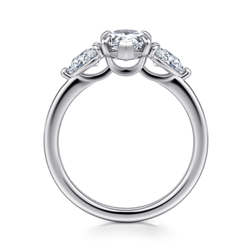 14K White Gold Pear Shape Three Stone Diamond Engagement Ring