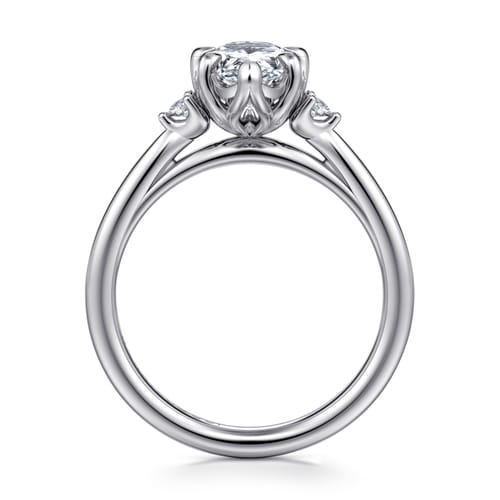 14K White Gold Pear Shape Three Stone Diamond Engagement Ring