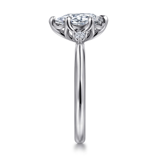 14K White Gold Pear Shape Three Stone Diamond Engagement Ring