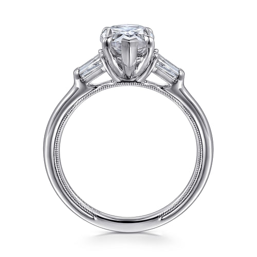 14K White Gold Pear Shape Three Stone Diamond Engagement Ring