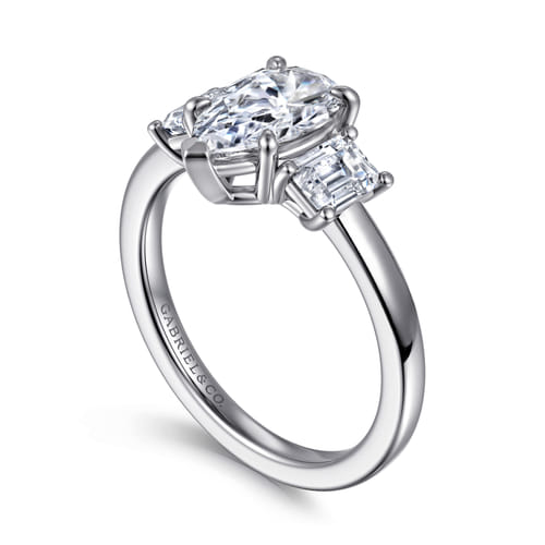 14K White Gold Pear Shape Three Stone Diamond Engagement Ring 14K White Gold Pear Shape Three Stone Diamond Engagement Ring