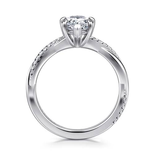 14K White Gold Pear ShapeTwisted Diamond Engagement Ring