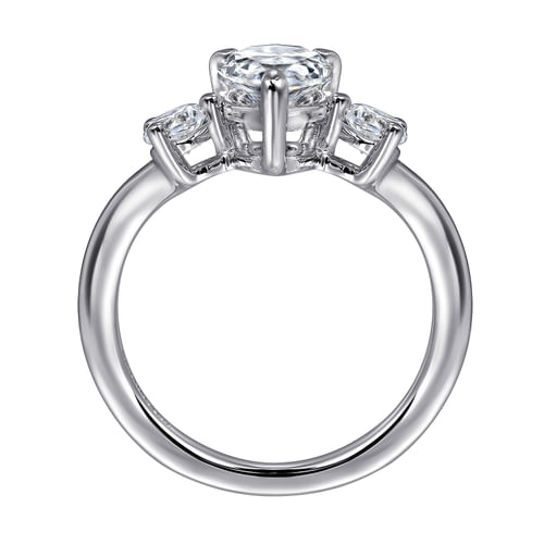 14K White Gold Pear Shaped Chevron Engagement Ring