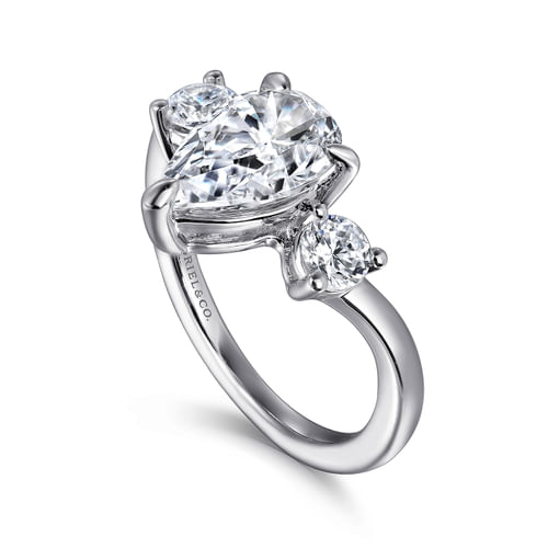 14K White Gold Pear Shaped Chevron Engagement Ring