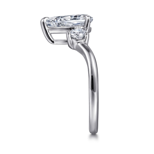 14K White Gold Pear Shaped Chevron Engagement Ring