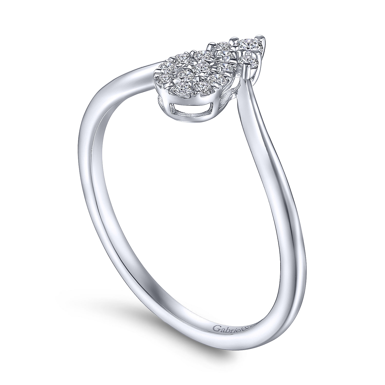 14K White Gold Pear Shaped Diamond Cluster Ring