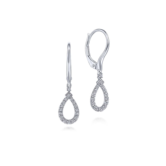 Gabriel - 14K White Gold Pear Shaped Diamond Drop Earrings