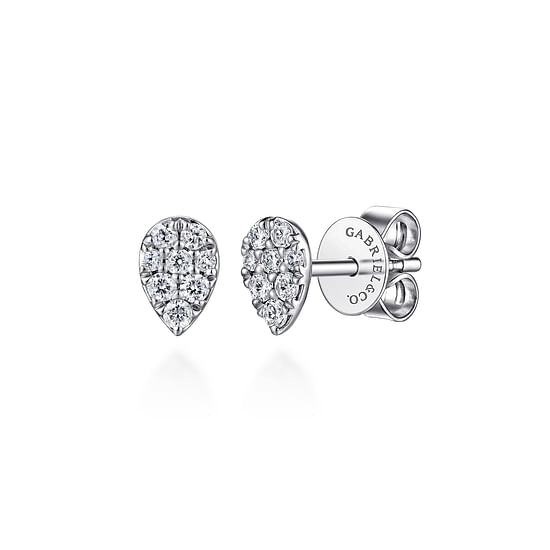 Gabriel - 14K White Gold Pear Shaped Pavé Diamond Stud Earrings