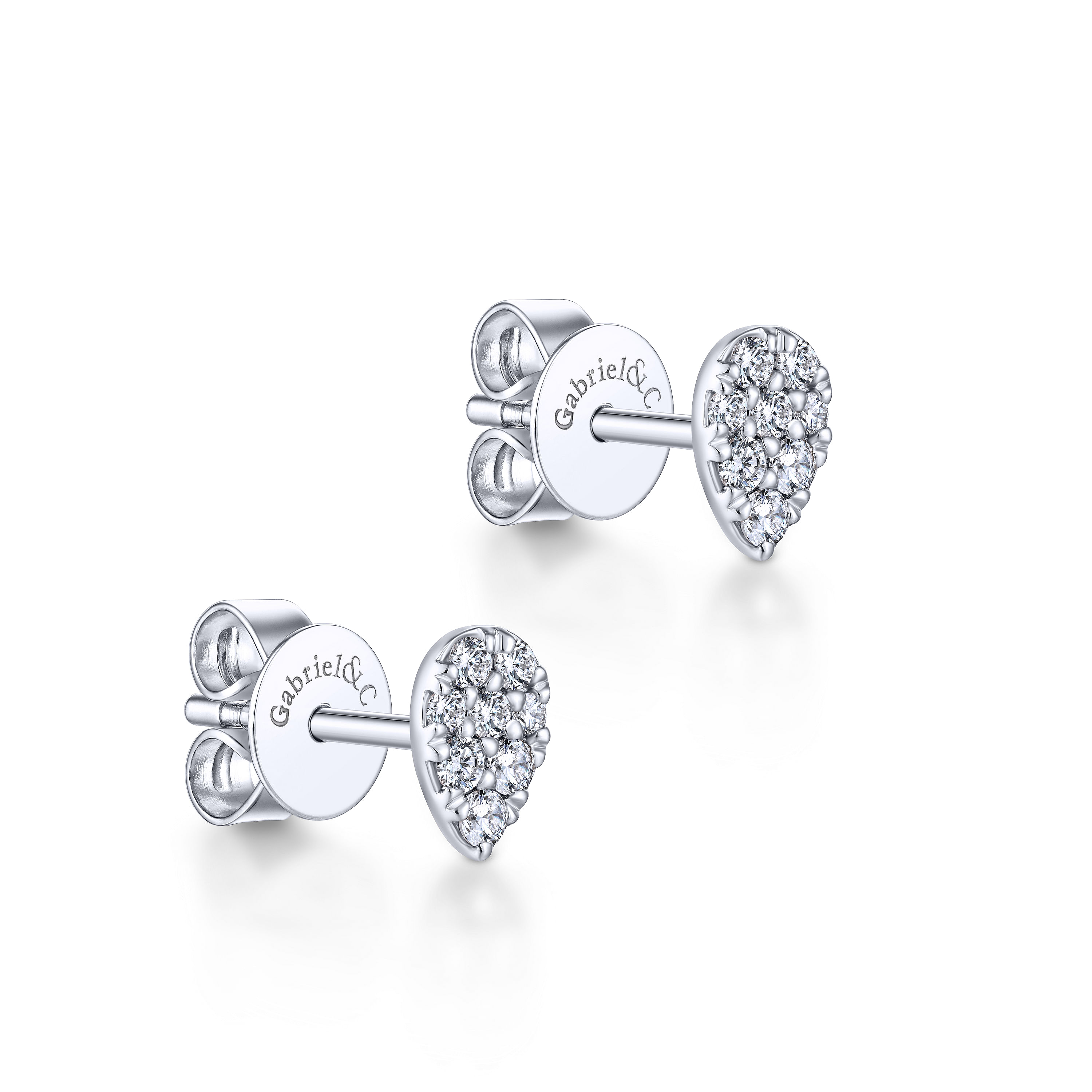 14K White Gold Pear Shaped Pavé Diamond Stud Earrings
