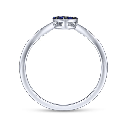 14K White Gold Pear Shaped Sapphire Cluster and Diamond Ring