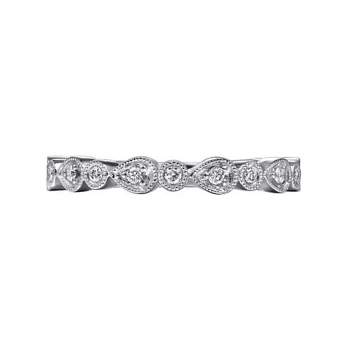 14K White Gold Pear and Round Station Stackable Diamond Ring