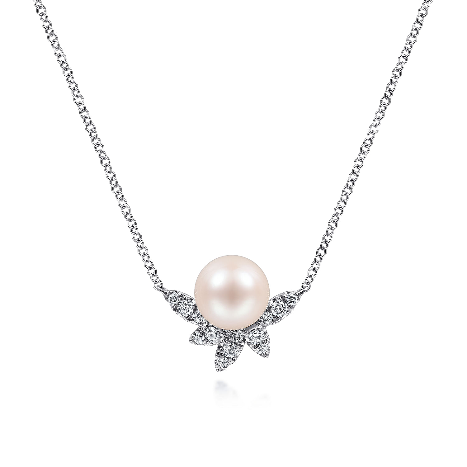 Gabriel - 14K White Gold Pearl and Diamond Necklace