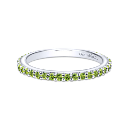 14K White Gold Peridot Stackable Ladies Ring