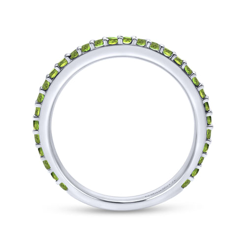 14K White Gold Peridot Stackable Ladies Ring