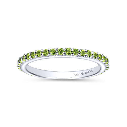 14K White Gold Peridot Stackable Ladies Ring
