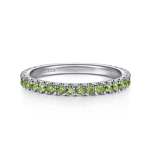 14K White Gold Peridot Stackable Ring