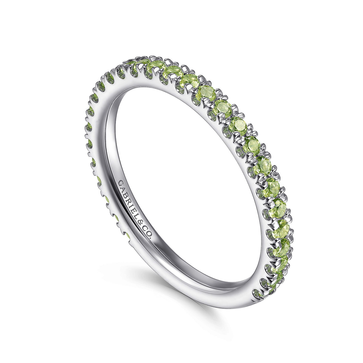 14K White Gold Peridot Stackable Ring