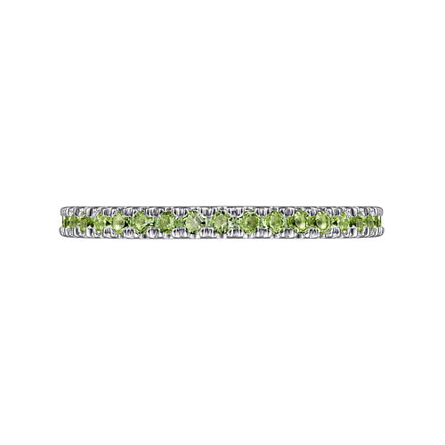 14K White Gold Peridot Stackable Ring