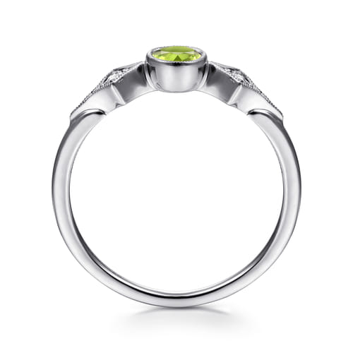 14K White Gold Peridot and Diamond Promise Ring 14K White Gold Peridot and Diamond Promise Ring
