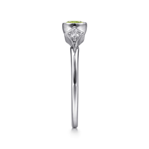 14K White Gold Peridot and Diamond Promise Ring 14K White Gold Peridot and Diamond Promise Ring