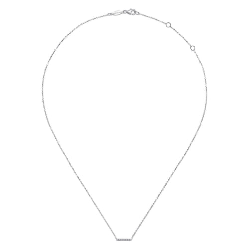 14K White Gold Petite Pavé Diamond Bar Necklace