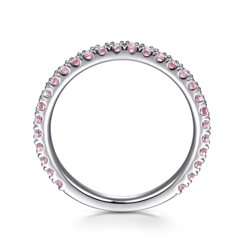14K White Gold Pink Created Cubic Zirconia Stackable Ring