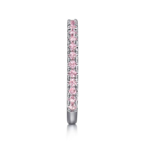 14K White Gold Pink Created Cubic Zirconia Stackable Ring