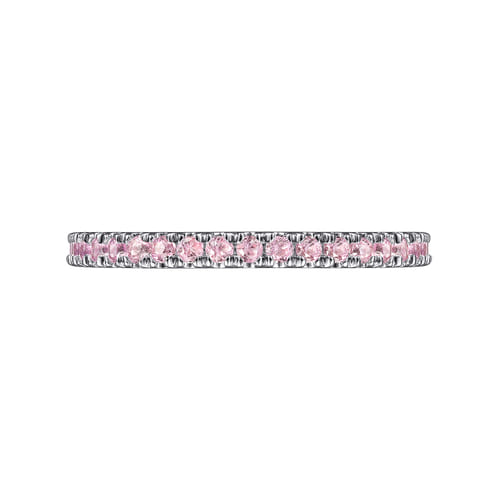 14K White Gold Pink Created Cubic Zirconia Stackable Ring